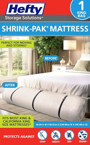 Hefty Shrink-Pak Mattress Bags for Moving - King/California King...