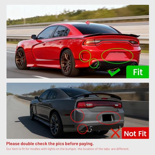 ECOTRIC Rear Lip Bumper Diffuser Compatible with 2015-2024 Dodge Charger Scat SRT Pack Daytona Non-Widebody ABS Splitter Spoiler Valance Chin Diffuser Body kit by ECOTRIC - Image 3