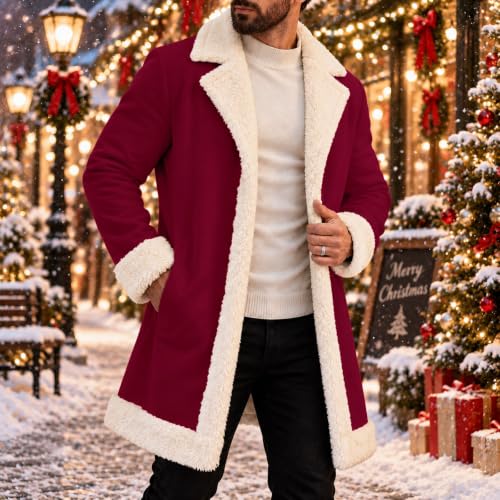 TRCELECTROP Christmas Jacket for Men Fleece Holiday Xmas Jackets Outwear 2026 Fall Winter Open Front Cardiagn with Pockets - image 3