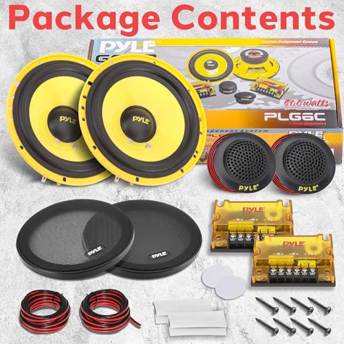 Pyle 2 Way Custom Component Speaker System - 6.5” 400 Watt, with Electroplated Plastic Basket, Butyl Rubber Surround & 40 Oz Magnet Structure - Wire Installation Hardware Set Included - PLG6C, Yellow by Pyle - Image 8