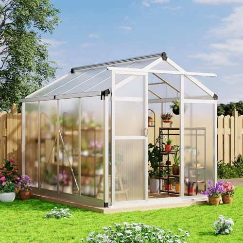 Image of Garvee 6x8 FT Greenhouse - Large Aluminum Greenhouses for Outdoors