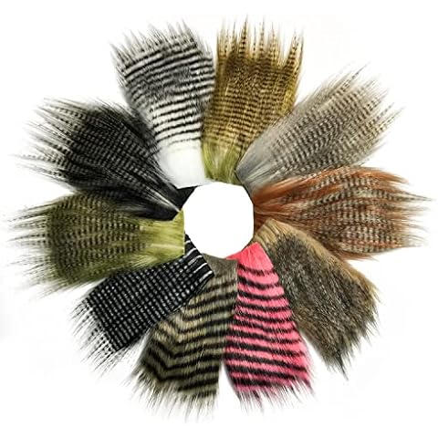 Furryvalley Fliegenfischen Kunsthaar Handarbeit Fischköder Kunstköder Material Lange Haare Fiber fusselig Synthetische Faser zum Angeln Köder Trockenfliegen GNOME Bart Materialien 10 Mix Cover