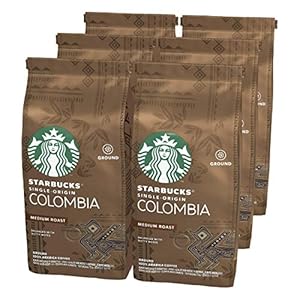 STARBUCKS Single-Origin Colombia Medium Roast Ground Coffee, 200 g (Pack of 6)