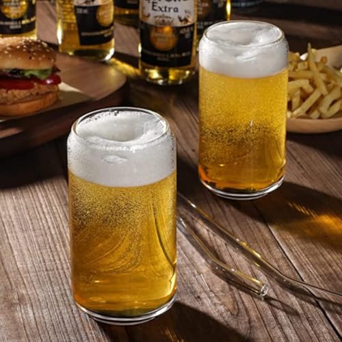 Image of WRINGO Beer Cans Set of 2, 400ML Glass Can, Large Big Heavy Cans for Freezer, Multipurpose Mugs, Dishwasher & Microwave Safe (BR-01)