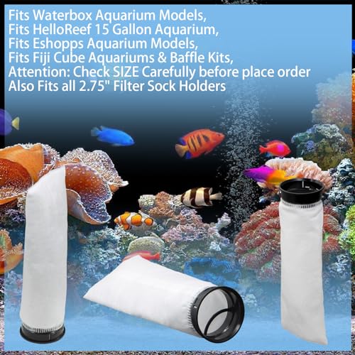 6 Pack 2.75 Inch 225 Micron Filter Sock Fits Waterbox Aquarium Models, Fits Eshopps Aquarium Models, Fits Fiji Cube Aquariums, Also Fits all 2.75\" Filter Sock Holders - Thumbnail 2