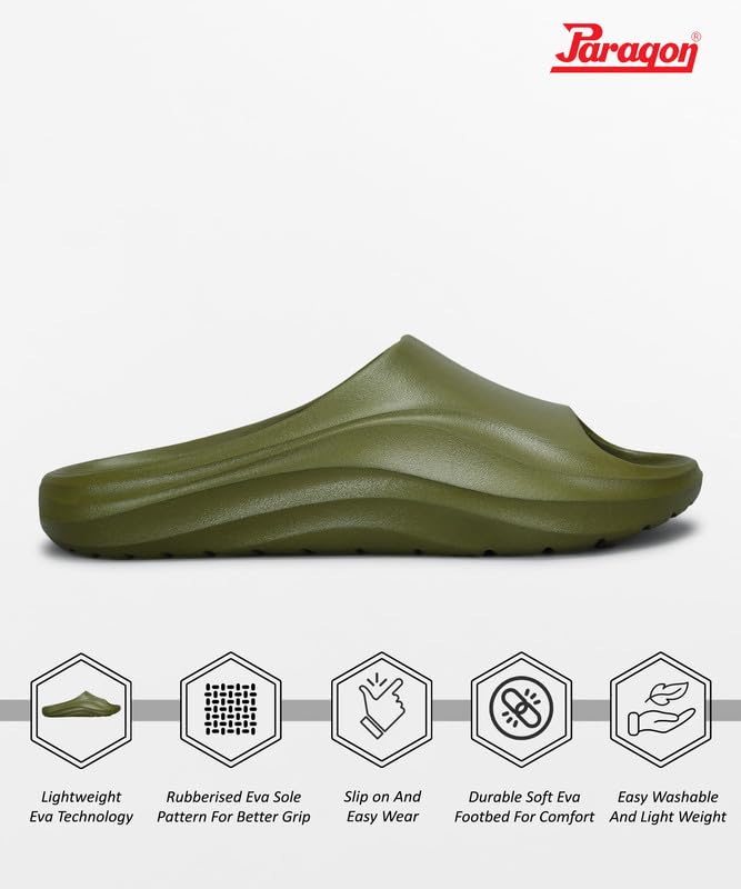 Image of PARAGON EVK10926G Men's Sliders | Trendy Sliders with Cushioned & Durable Sole Construction | Waterproof & Lightweight, Perfect for Everyday Casual Wear