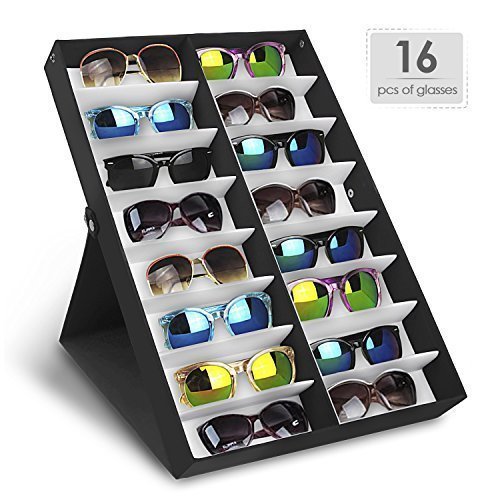 Organizzatore per orologi, gioielli o occhiali da sole. Foderato di velluto. Unisex. (Para 16 gafas)