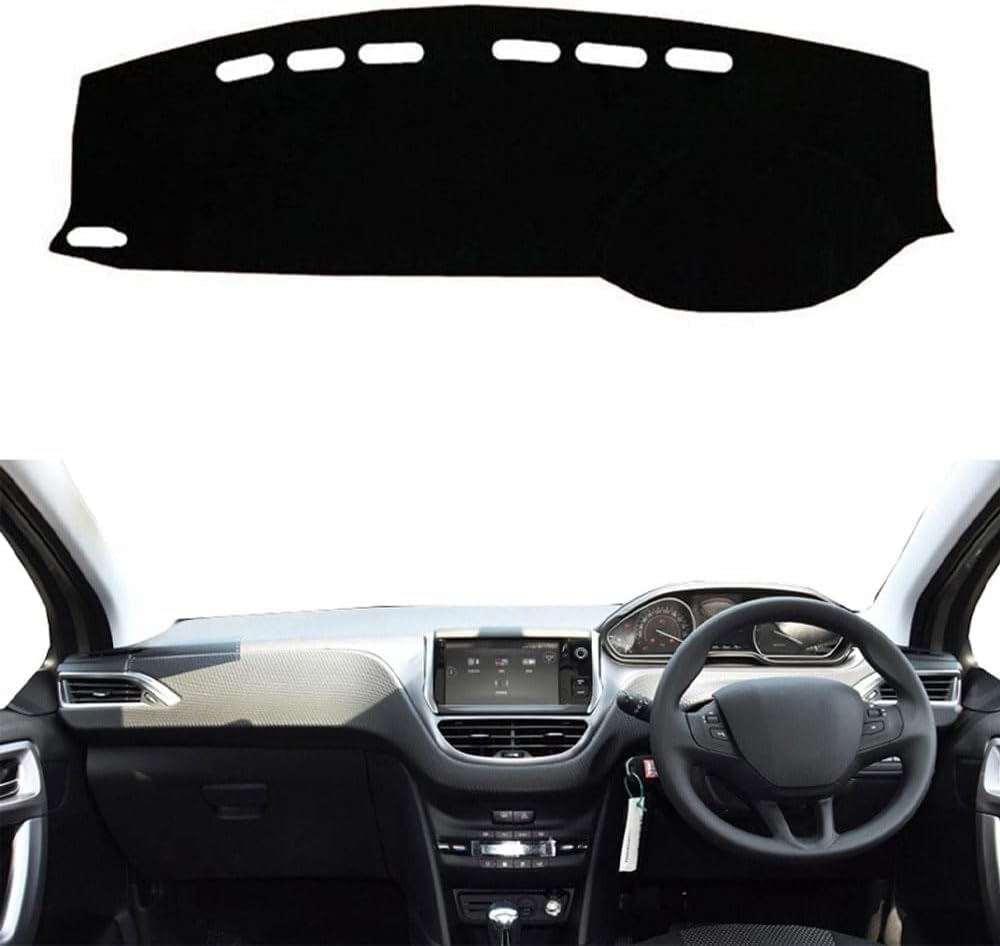 DuanRQ Car Dashboard Cover, For Peugeot 2008 2013-2018 Dashboard Carpet Anti-Vertigo Dash Board Mat Avoid Light Mat Instrument Panel Carpet
