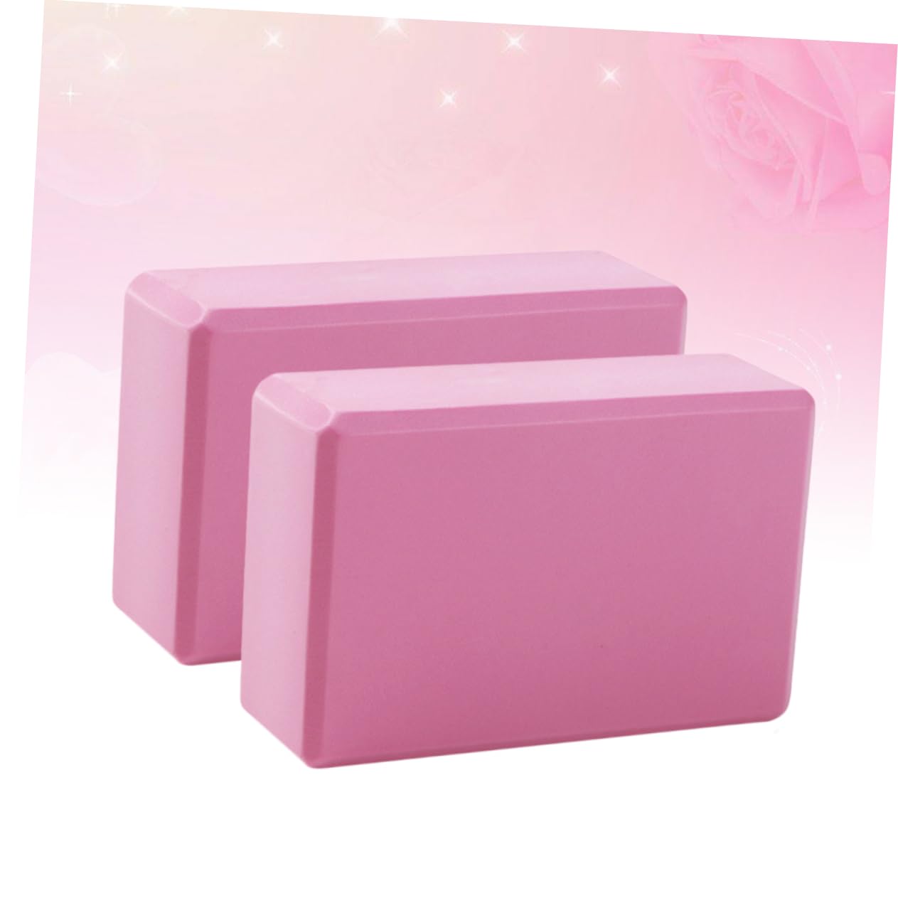 HEMOTON 2PCS Thickened Eva Yoga Blocks Lightweight Non Slip Fitness Brick for Home Practice for Flexibility Strength and Balance Yoga Pink