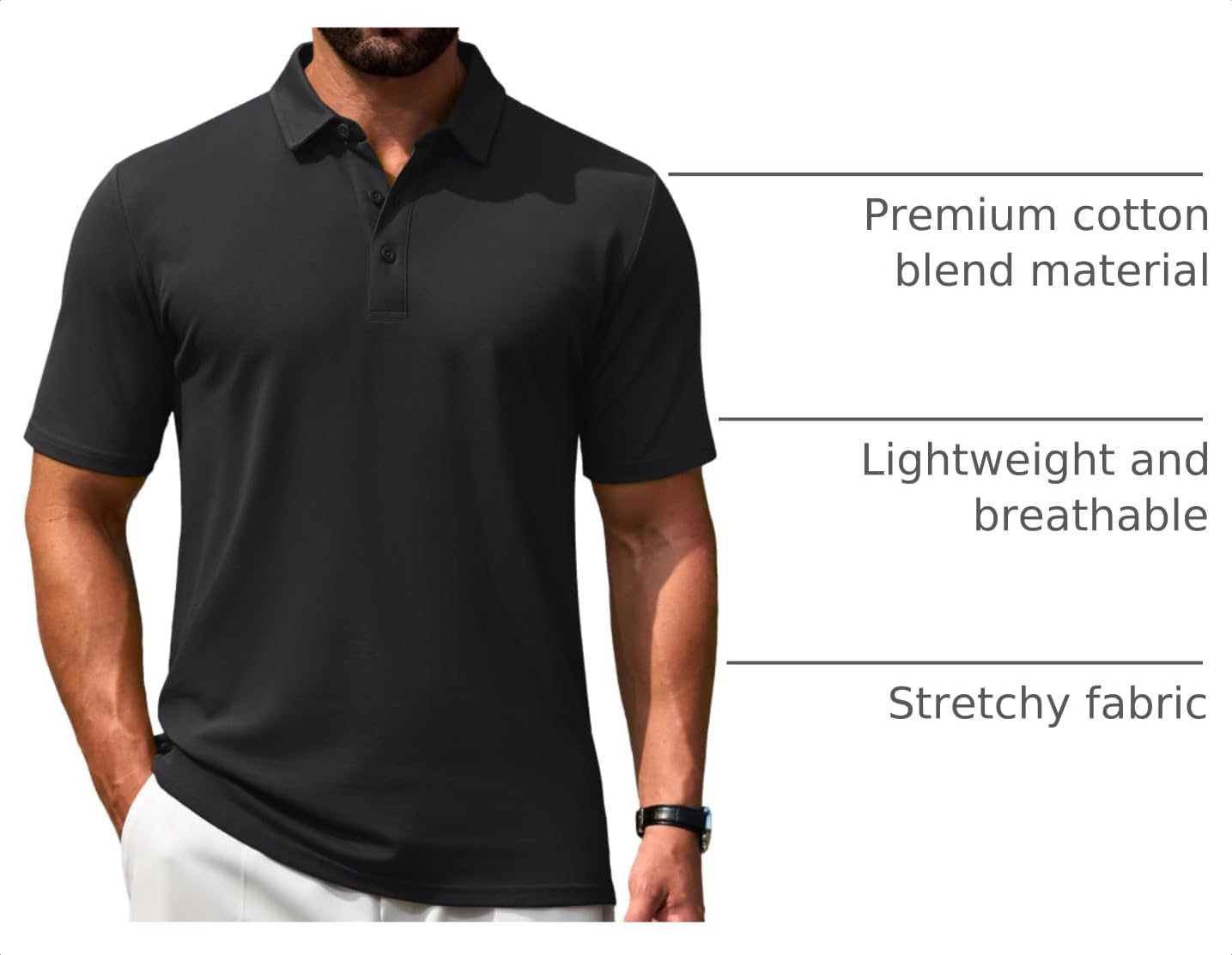 Cotrasen Men's Polo Shirts Short Sleeve Cotton Pique Classic Golf Shirts image 4
