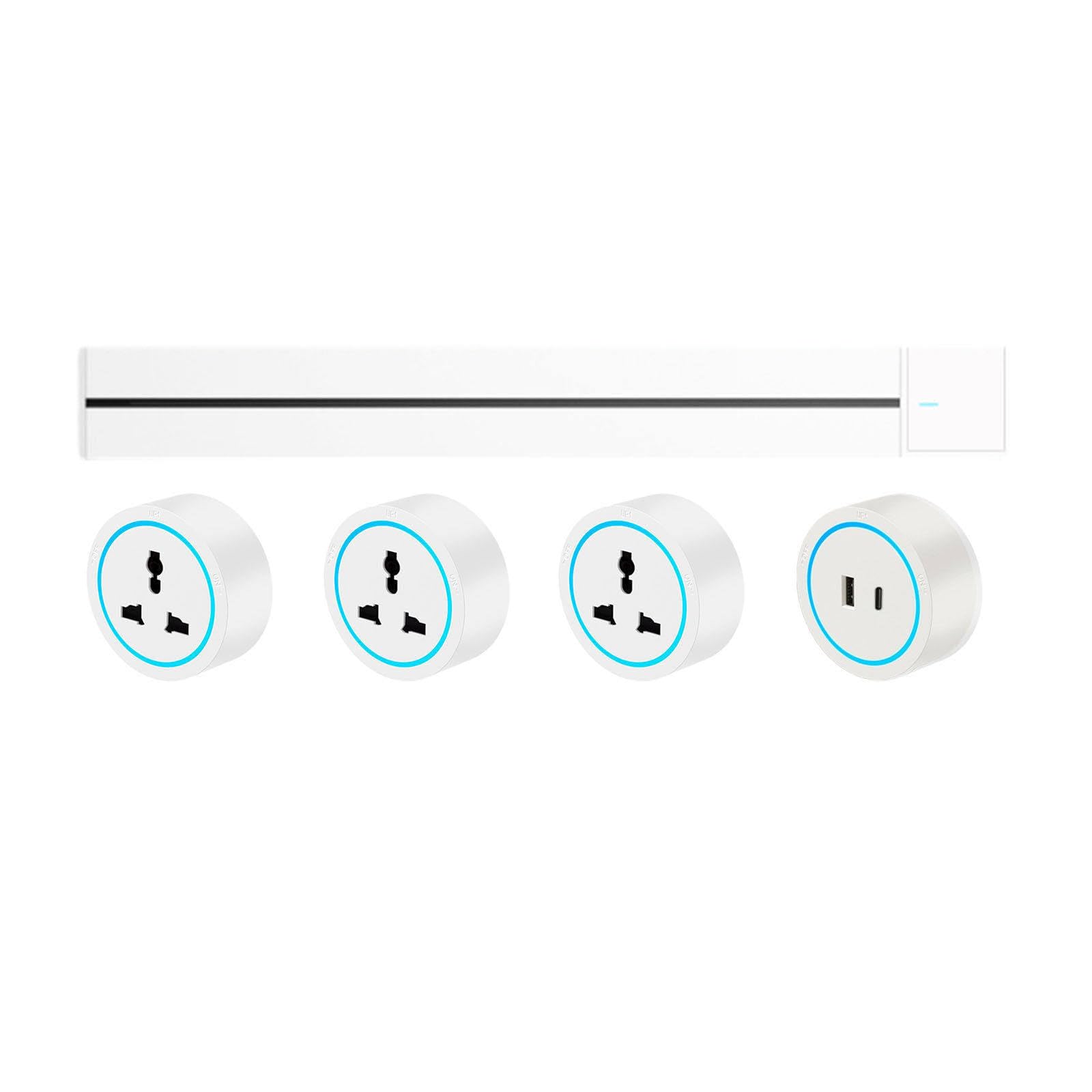 Power Strips Track Socket, Kitchen Power Strip, Wall-Mounted, Embedded Switch Guide Rail Slide Movement(White,40cm)