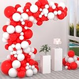 Red White Balloon Arch Garland Kit - 122PCS Red White Balloons Garland Red and White Balloon Arch for Wedding Birthday 2025 Graduation Anniversary Party Decorations