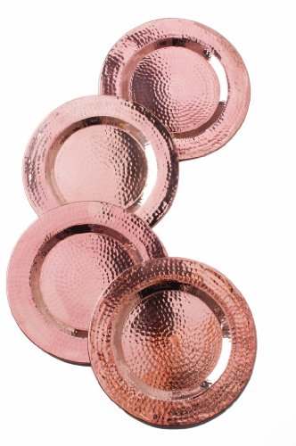 Sertodo Copper, Round Charger Plate, Hand Hammered 100% Pure Copper, 12 inch diameter, Set of 4