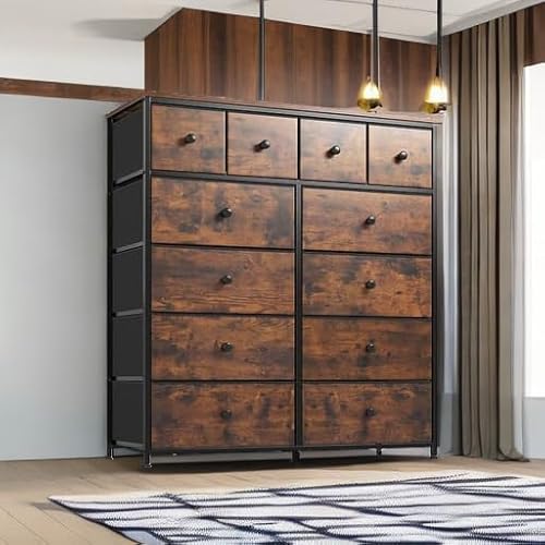 Enhomee 20220604 Dresser, Dresser For Bedroom With 12 Drawers, Tall Dresser With Wooden Top And Metal Frame, Bedroom Dresser Dressers & Chests Of Drawers Clearance thumb #5