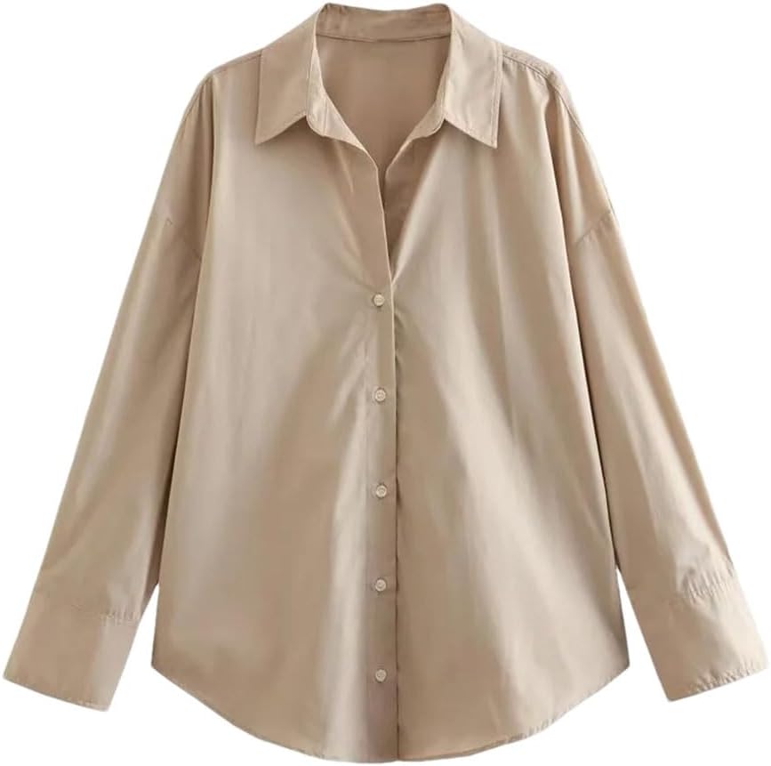 Women's Loose Long-Sleeved Lapel Single-Breasted Shirt