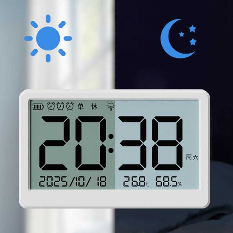 Thermometer Magnetic Clip Digital Night Light Alarm Clock Calendar for Home Use