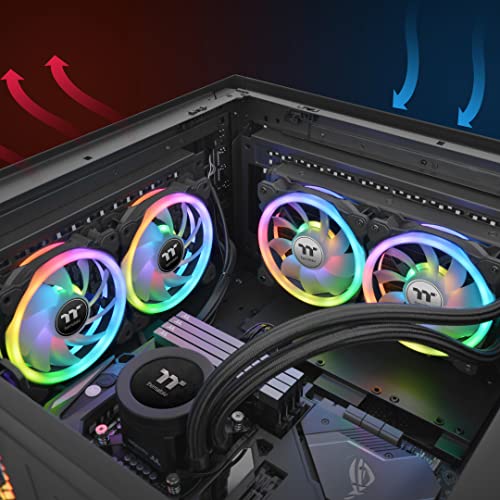 Image of Thermaltake SWAFAN 12 RGB Radiator Fan TT Premium Edition 3 Pack, Swappable Fan Blade Design, Customizable air Flow Direction, 2000 RPM, CL-F137-PL12SW-A, 120mm Black