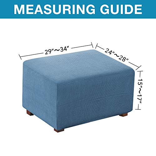 1 Piece Stretch Ottoman Cover Folding Storage Stool Furniture Protector Soft Rectangle Slipcover With Elastic Bottom Ottoman Cover Extra Large(Large, Dusty Blue) #TOP5