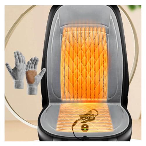 車用シートヒーター 12V/24V シガーソケット、重力感応で自動起動・停止、【10S急速加熱】, シートヒーター 防寒保温 暖かい、防寒手袋付属 車シートカバー 取付簡単 幅広い車種に対応,グレー(ブラック)