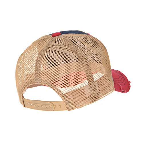 Withmoons Meshed Baseball Cap Distressed Trucker Hat Star Kr1185 (Red) #TOP2