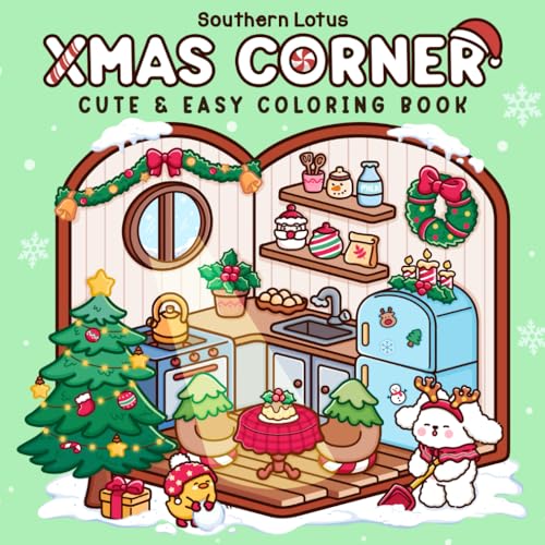 Xmas Corner: Coloring Book for Adults and Teens Featuring Christmas Scenes and Pocket Spaces, Cute and Easy Designs for Relaxation and Stress Relief (Cozy Xmas) image 2
