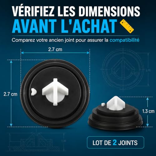 LOT 2 JOINTS MEMBRANE AVEC INSERT POUR ROBINET FLOTTEUR BATI-SUPPORT TOILETTE WC MÉCANISME DE CHASSE D'EAU | STOP FUITE | REMPLACEMENT COMPATIBLE AVEC SIAMP CLASSIC SWITCH OPTIMA COMPACT ETC… – vue 3