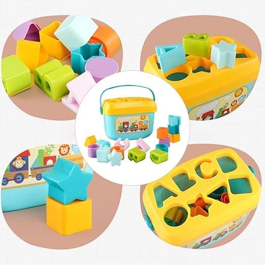 VAALYA TOYS Baby First Blocks Baby and Toddler Plastic First Block Shape, Sorter, Colors, ABCD Shape, Toys for 1 Year Old Kids 1
