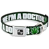 ecran incurvé pour jouer  Buckle Down Dc-w34605-wm Ceinture de sécurité Collier de Chien, écran Large, Medium, Trust Me I\'m A Doctor/Haze de Marijuana Feuille Verts/Blanc