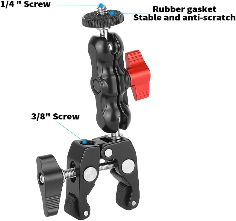 Super Clamp Articulated 1/4"-20 Mini Ball Hand for Camera Monitor Led Light Accessories image 2