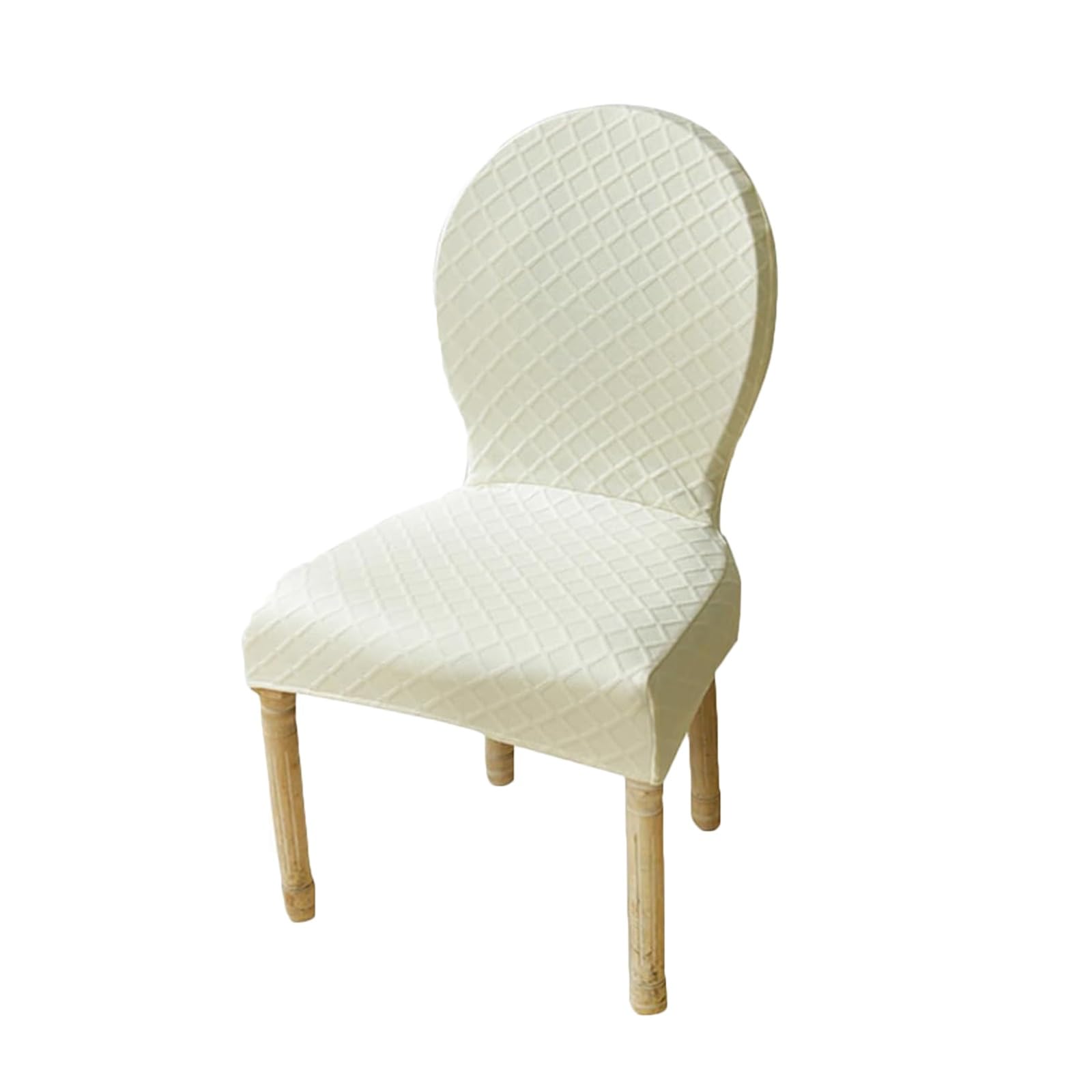Coprisedia elasticizzato rotondo per sedie da pranzo con gambe in legno massello, moderne, ovali, colore bianco, 4 pezzi, ideale per cucina, hotel, banchetti