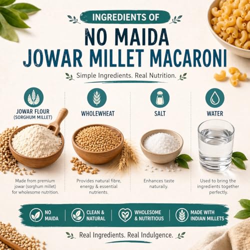 Image of INDULGENCE Jowar Millet Macaroni 400g (2 x 200g) | No Maida | High Protein & Fibre | No MSG or Preservatives | Healthy Pasta for Kids & Adults