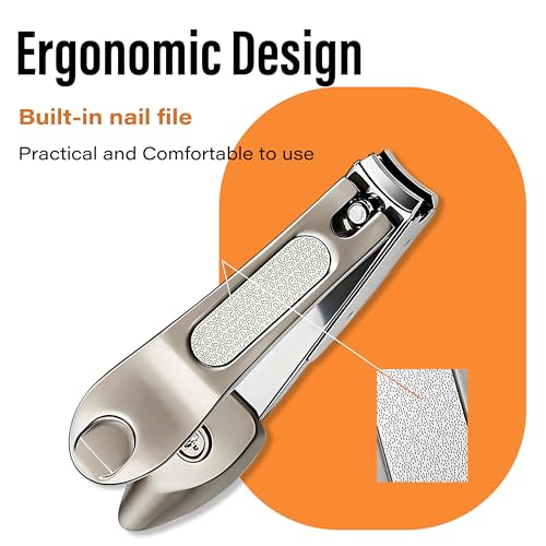 Image of Beaute Secrets Nail Clippers with Nail File, Anti Splash Nail Clipper Set for Thick Nails,Medical Grade Stainless Steel Professional Nail Cutter,Sharp and Durable fingernail Clipper for Men and Women(Gold)