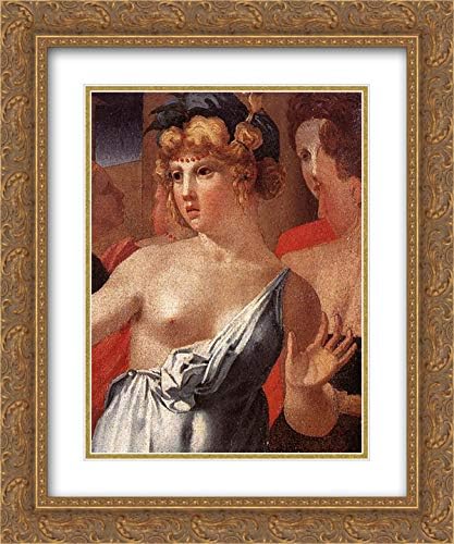 Moses Defending The Daughters Of Jethro (Detail) 20x24 Gold Ornate Frame and Double Matted Museum Art Print by Rosso Fiorentino