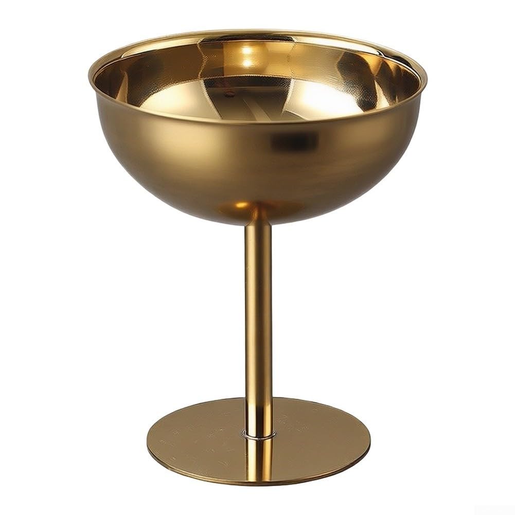 Macetas de postre de metal de 200 ml, copas de acero inoxidable para helado, yogur, ensalada de frutas, gelatina, degustación de porciones individuales, color dorado, 4 unidades (dorado)