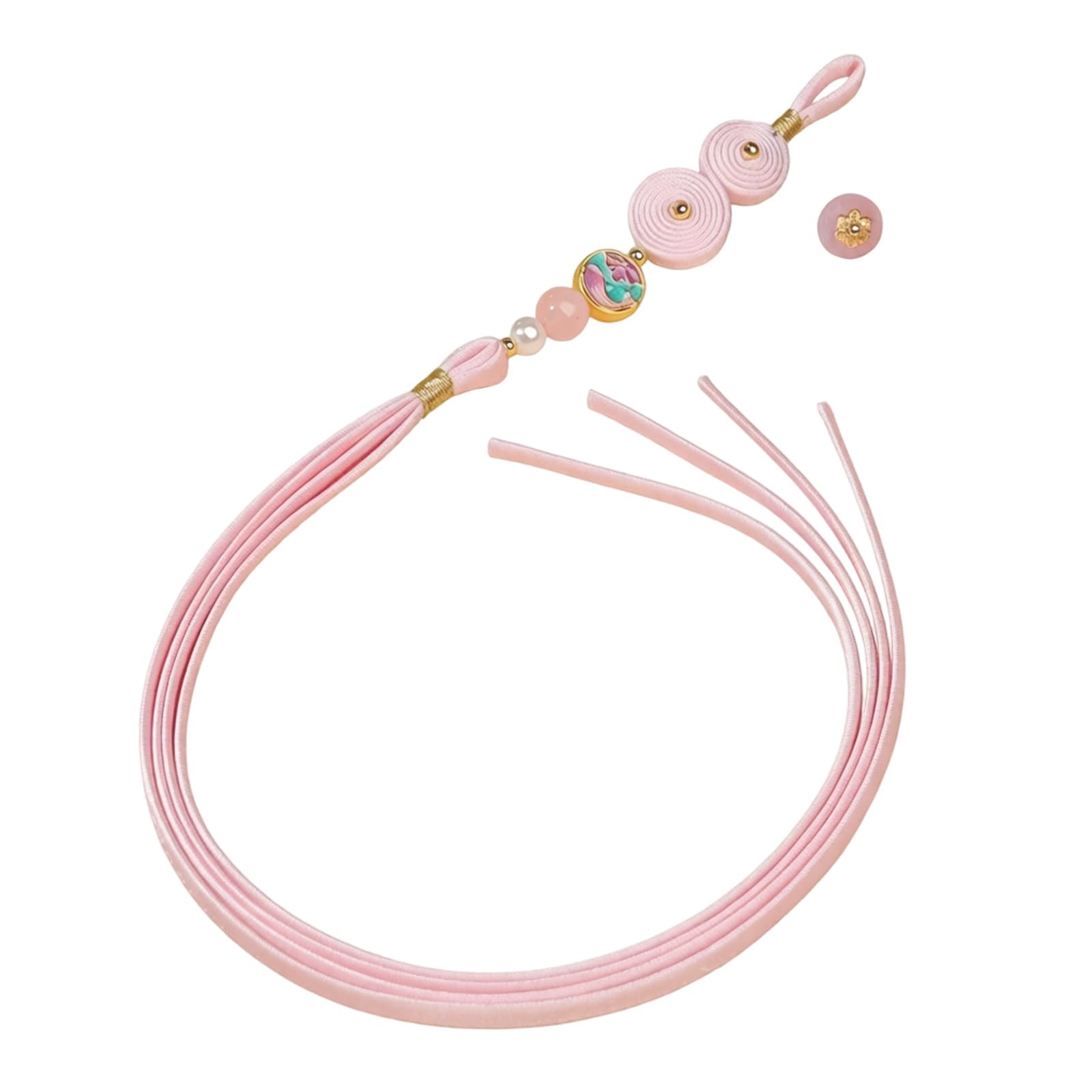 ljhnba Chinese Traditional Dress Decoration with Round Fortunes Symbol and Elegant Silk Tassels Sewing Accessory Set