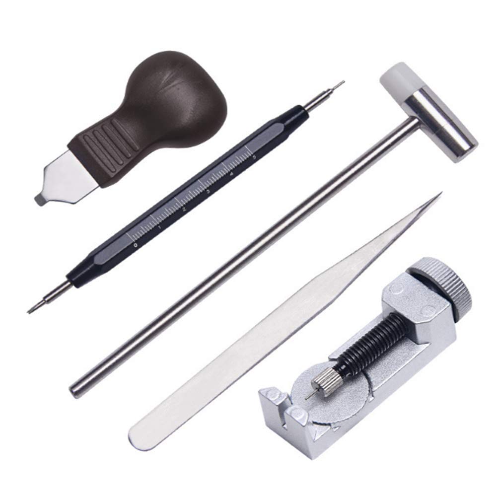 Uhrenreparaturset mit Tragetasche, Uhrenarmband-Verbindungsstift-Entferner, Reparaturwerkzeug-Set, Uhrengehäuseöffner, Federsteg-Werkzeuge