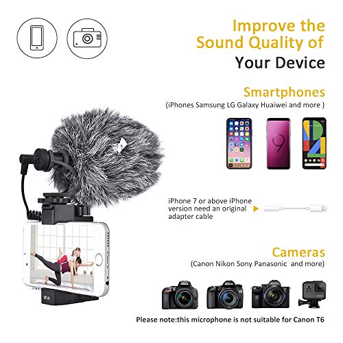 Camera Microphone Comica CVM-VM10II Full Metal Cardioid Directional Interview Shotgun Video Microphone for Canon Nikon Sony Panasonic DSLR Cameras,iPhone Samsung Smartphones (with Carrying Case)
