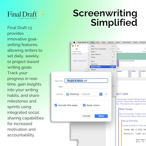 Image of FINAL DRAFT 13 - Professional Screenwriting Software For Screenwriters With Industry Standard Formatting and Writing Project Planning Productivity Tools
