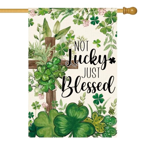 Grand drapeau extérieur St Patrick double face en tissu premium