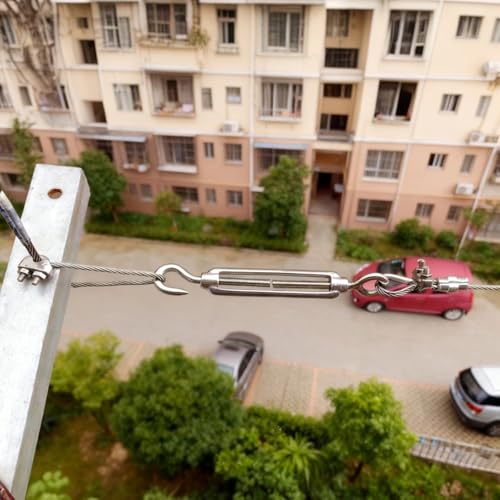 Tensor Resistente, 16 Piezas M5 Gancho y Ojal, 4.8 in, Construcción en Acero Inoxidable 304 para Cable de Acero, Tensado y Fijación miniatura 3
