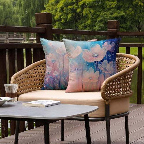 Housse coussin imperméable 50x50 rose lavable fermeture invisible - 4