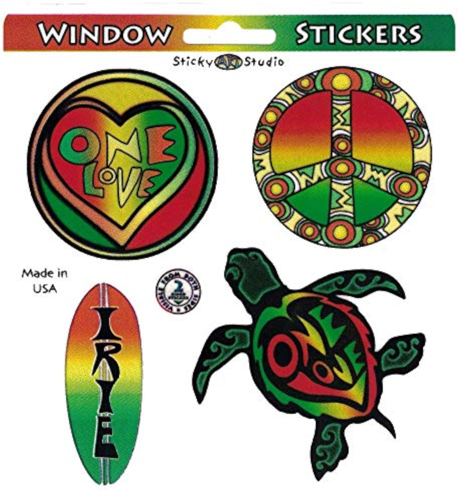 Rasta Designs Reggae Window Sticker Decal Set