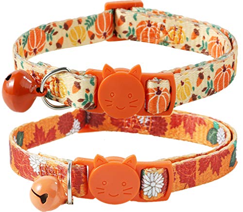 Thanksgiving Cat Collar Pack of 2 Kitten Collar with Bell