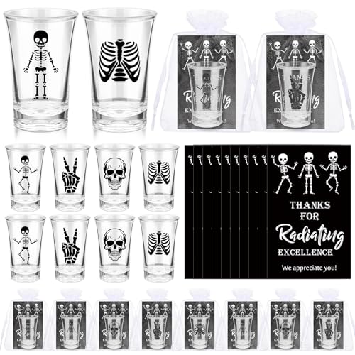 Meanplan 30 Sets X-Ray Tech Gift Bulk Radiologic Tech Gift Funny Skeleton Acrylic Shot Glasses with Thank You Card Organza Bag for Nurse Doctor Nursing Student Office by Meanplan - Used condition - US$10.81