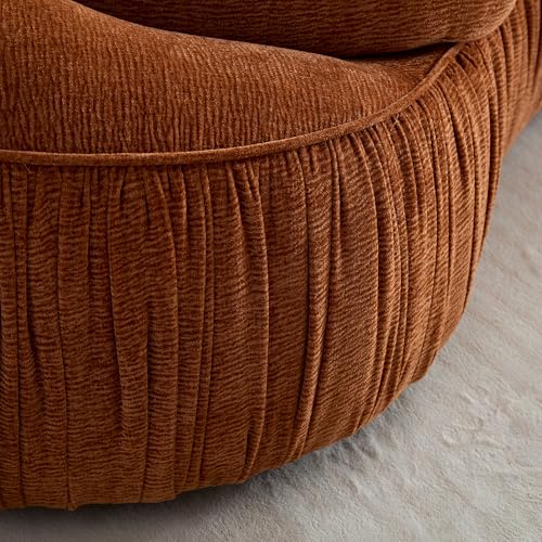 Image of KEIKI 92 inch Oversized Curved Shaped Upholstered Modular Sectional Sofa, Modern 4-Seater Couch with Seat Cushions and Ergonomic Backrest, No Assembly Required, for Apartment, Living Room, Orange