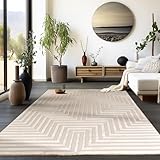 homebyhome tappeto salotto moderno tappeto pelo corto tappeto soggiorno beige 240 x 340 cm grande - tappeto camera de letto morbido e soffice moquette - 3d dal stile scandinavo tappeto cucina lavabile