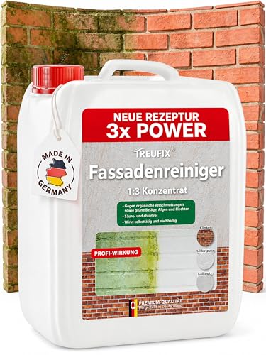 Treufix Fassadenreiniger Konzentrat 5L kraftvoll gegen Algen & Grünbelag
