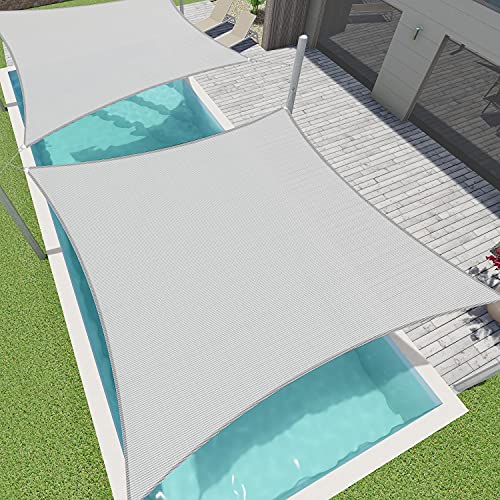 SunnyRoyal Sun Shade Sail 9'x9' Heavy Duty Commercial Grade with Hardware Kits for Canopy Awning Outdoor Patio Cloth Screen UV Block UV Resistant (Gray)