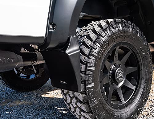 Image of Bushwacker Mud Flaps for Pocket Flares | 2-Piece Set, Black, Smooth Finish | MUD-30040 | Fits 2014-2021 Toyota Tundra Fleetside