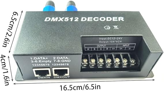 DMX Decoder LED Controller DMX512 Dimmer RGBW LED Strip Light Decoder 4 Channel Black DMX Decoder